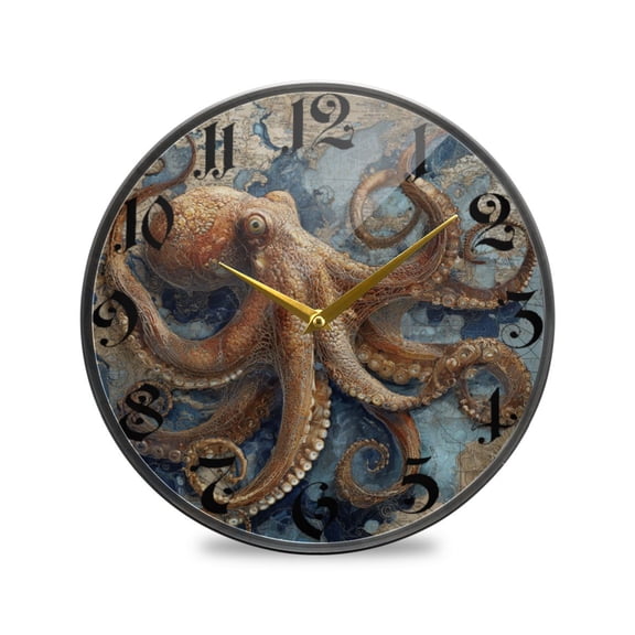 WOBOGO Deep Sea Octopus Acrylic Wall Clock Battery Operated 9.5in Silent No Tick Bedroom Living Room Office Classroom Decoration
