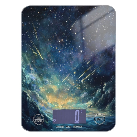 WOBOGO Deep Space Shooting Stars Pattern Kitchen Scale Digital Gram and Ounce Weighing for Cooking Baking Ketogenic Diet Meal Prep