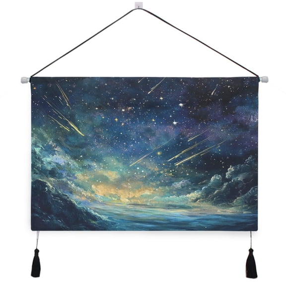 WOBOGO Deep Space Shooting Stars Pattern Living Room Canvas Wall Art Bedroom Study Framed Canvas Print Artwork Home Office Decorations 24.516.7in