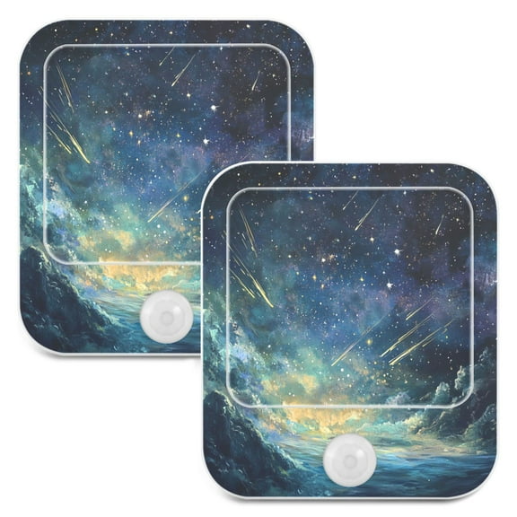 WOBOGO Deep Space Shooting Stars Pattern Night Light Lamp with Smart Sensor Dusk to Dawn Sensor 0.6W Plug-in 2-Pack