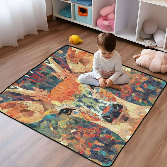 WOBOGO Deer Muzzle Baby Playmats Extra Large Waterproof Rollable Activity Pads for Toddlers 5050inch