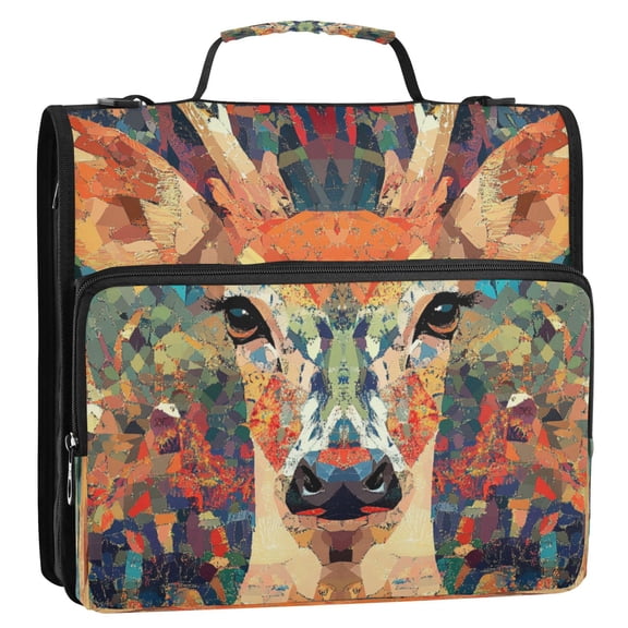 WOBOGO Deer Muzzle Ring Binder Bag 1.5in Folder Organizer with Shoulder Strap for 13Inch Laptop and 500 Sheets of Paper