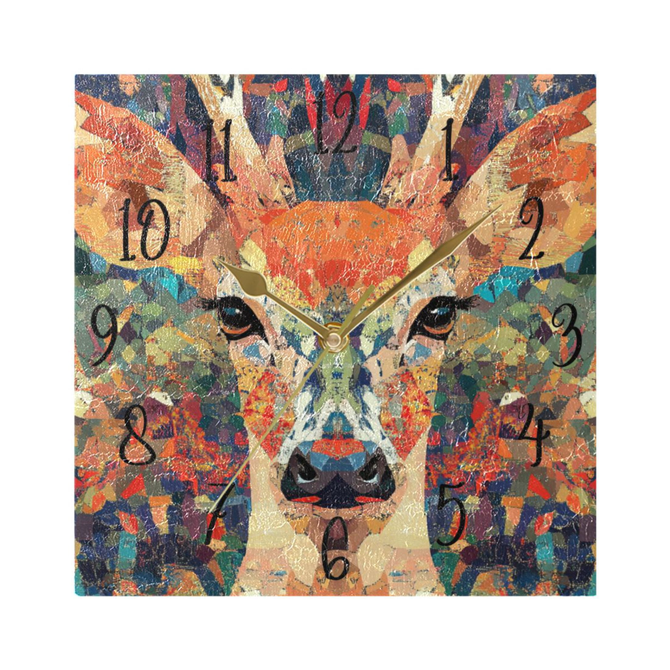 WOBOGO Deer Muzzle Wall Clock 7.78 Inch Battery Operated Silent Unit ...
