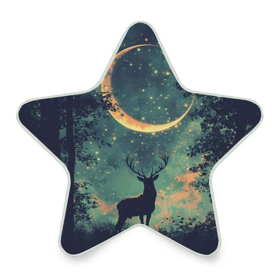 WOBOGO Deer in The Mystic Forest Pattern LED Star Night Light 0.2 Watt Wall Plug Dusk to Dawn Auto Switch Adjustable Brightness Soft White Light