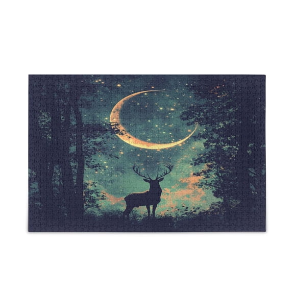 WOBOGO Deer in The Mystic Forest Pattern Puzzle Challenge 500 Piece Jigsaw Suitable for Game Night Finished Size 20.5 x 14.9in