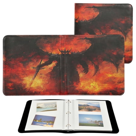 WOBOGO The Demon with A Sword Photo Albums 20 Pages Large Capacity DIY Self-adhesive Page PU Leather Cover for Family Wedding Anniversary Baby Vacation Photos 24×11.8in
