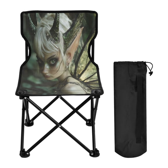 WOBOGO Demon Tinkerbell Elf Camping Chair Convenient Four Corner Backrest Folding Stool Can Hold Up to 220lbs