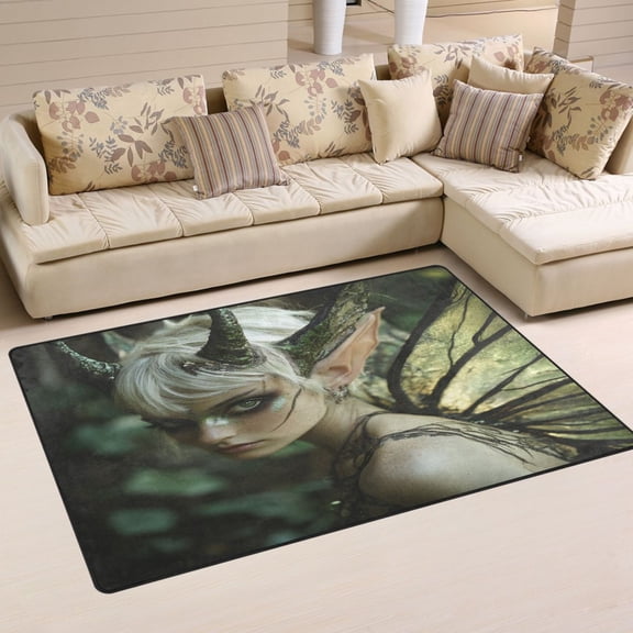WOBOGO Demon Tinkerbell Elf Carpet Non-Slip Rugs Soft Doormat 60×39in Living Dining Room Bedroom Decorative
