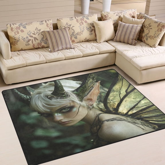 WOBOGO Demon Tinkerbell Elf Carpet Non-Slip Rugs Soft Doormat 63×48in Living Dining Room Bedroom Decorative