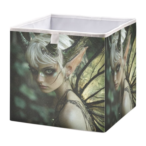 WOBOGO Demon Tinkerbell Elf Storage Basket Foldable Easy to Clean Durable with Hollow Support Plate with Handle 15.75×10.63×6.96 in