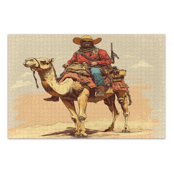 WOBOGO Desert Adventure Hunter Jigsaw Puzzle Challenge 1000 Piece Jigsaw Suitable for Game Night Finished Size 29.5 x 19.7in