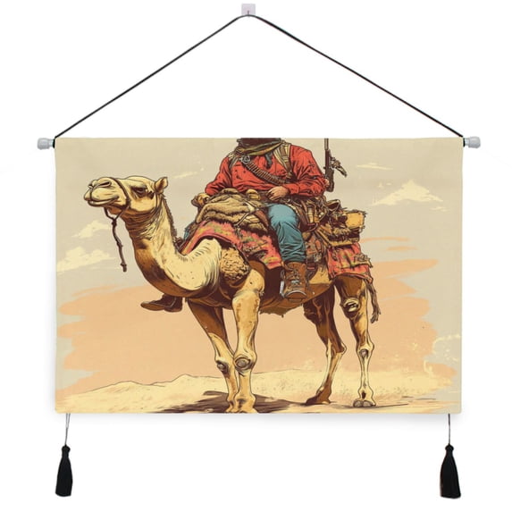 WOBOGO Desert Adventure Hunter Living Room Canvas Wall Art Bedroom Study Framed Canvas Print Artwork Home Office Decorations 24.5×16.7in