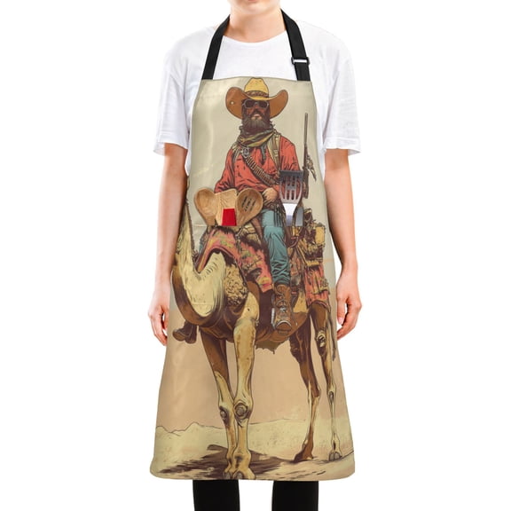 WOBOGO Desert Adventure Hunter Long Apron Waterdrop Resistant with 2 Pockets Cooking Kitchen Chef Apron for Women Men