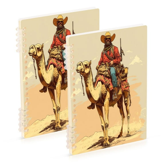 WOBOGO Desert Adventure Hunter Notebook College Horizontal Grid Paper Ink Spill Resistant Water Resistant Cover 8.3x5.7x0.4in