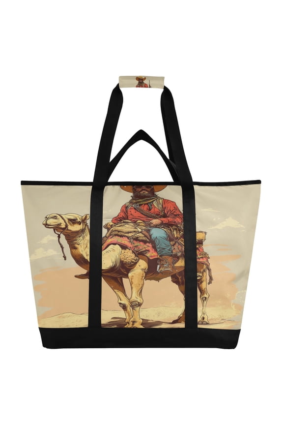 Desert Adventure Hunter Tote Cooler Bag Fold Flat Insulated Shopping Bag With Zipper For Work Picnic Beach Use 186.724in