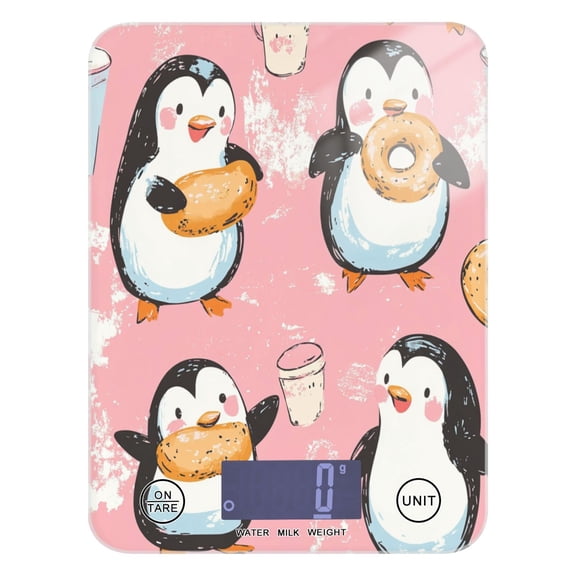 WOBOGO Dessert Penguin Pink Pattern Kitchen Scale Digital Gram and Ounce Weighing for Cooking Baking Ketogenic Diet Meal Prep