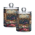 thumbnail image 1 of WOBOGO Different Cultural Styles Transparent Plastic Jar 2pcs Cotton Swabs Balls Pads Floss Stick Dispenser Bathroom Vanity Storage Organizer, 1 of 7