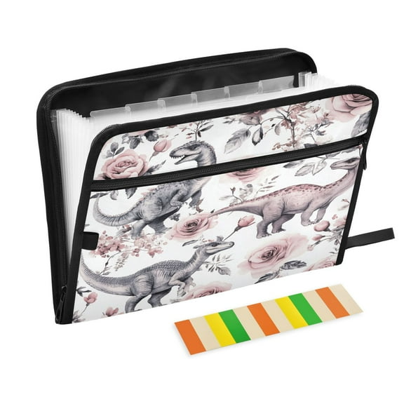 WOBOGO Dinosaur Rose Chart Expanding File Folder Letter Size Accordion Filing Organizer 13 Pocket Separate Organ Pocket
