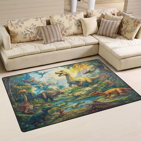 WOBOGO Dinosaurs Time Carpet Non-Slip Rugs Soft Doormat 31×20in Living Dining Room Bedroom Decorative