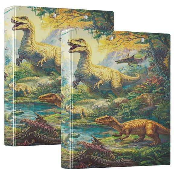 WOBOGO Dinosaurs Time File Folders Extra Large Capacity to Hold 200 Sheets of Documents Hard Shell Ring Binder for School Home Office