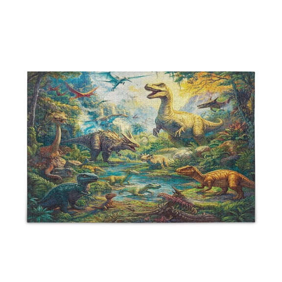 WOBOGO Dinosaurs Time Puzzle Challenge 500 Piece Jigsaw Suitable for Game Night Finished Size 20.5 x 14.9in