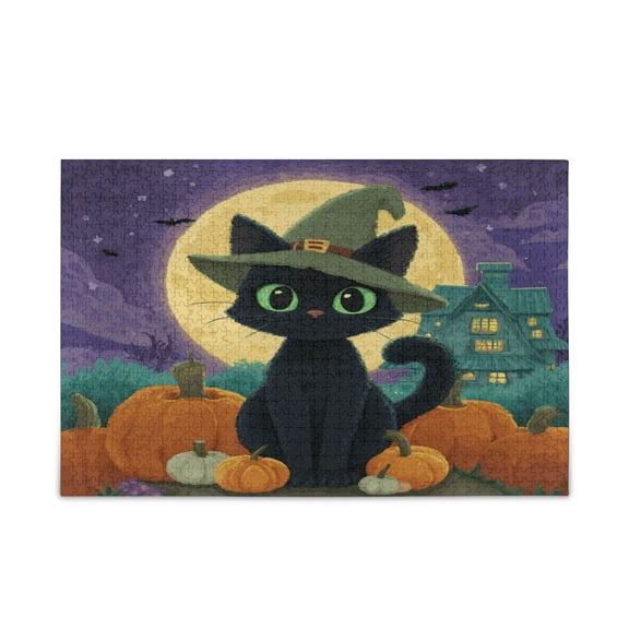 WOBOGO Docile Black Cat Puzzle Challenge 500 Piece Jigsaw Suitable for Game Night Finished Size 20.5 x 14.9in