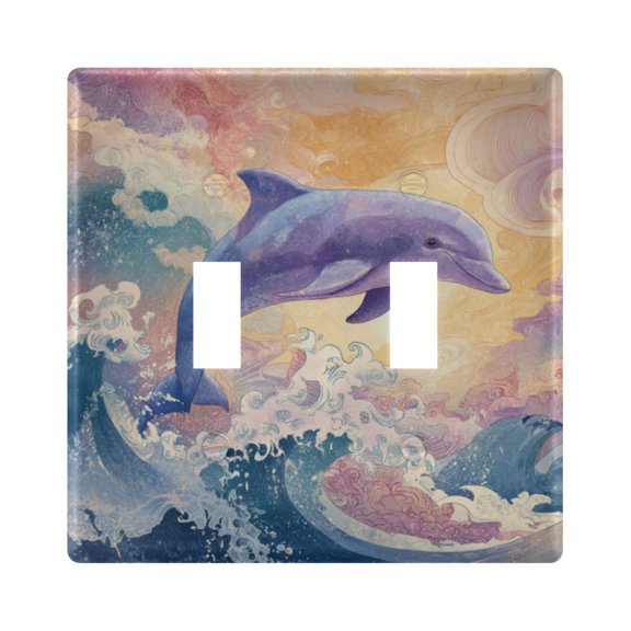 WOBOGO Dolphin 2-hole Switch Plates PC Flame Retardant Plastic Material Glossy Finish Smooth Touch 4.56x4.48x0.27in