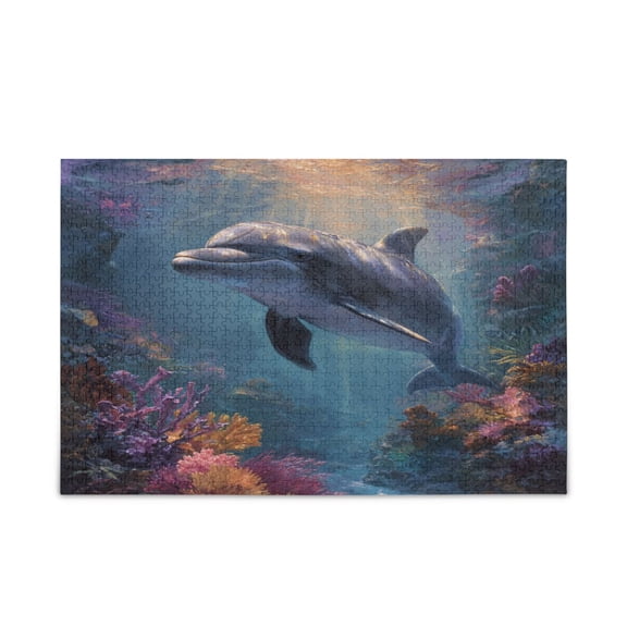 WOBOGO Dolphin Puzzle Challenge 1000 Piece Jigsaw Suitable for Game Night Finished Size 29.5 x 19.7in