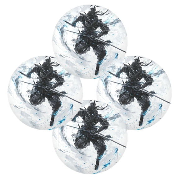 WOBOGO Doubl Sword Ninja Round Placemats Set of 4 Heat Resistant Washable Kitchen Table Decorations 15.4in