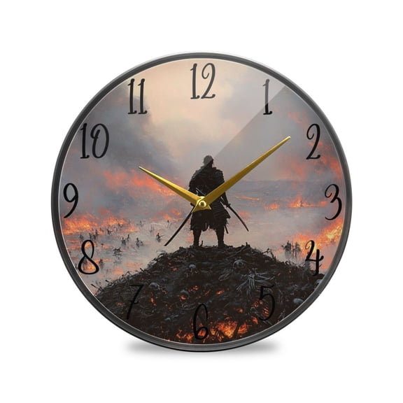 WOBOGO Double Edged Swordsman Acrylic Wall Clock Battery Operated 11.9in Silent No Tick Bedroom Living Room Office Classroom Decoration