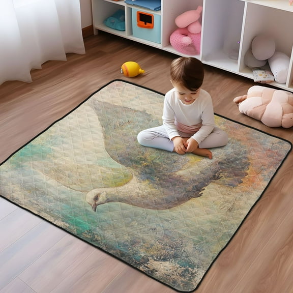 WOBOGO Dove Of Peace Baby Playmats Extra Large Waterproof Rollable Activity Pads for Toddlers 5050inch