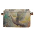 thumbnail image 1 of WOBOGO Dove Of Peace Square Storage Basket with Waterproof Canvas and PE Lining Durable PU Leather Handles 14.2×10.2×8.3in, 1 of 9