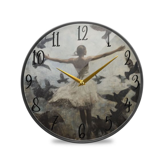 WOBOGO Doves Of Peace and Lass Acrylic Wall Clock Battery Operated 9.5in Silent No Tick Bedroom Living Room Office Classroom Decoration