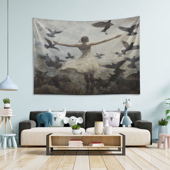 WOBOGO Doves Of Peace and Lass Tapestry 60×51in Home Living Room Bedroom Wall Hanging Ornaments