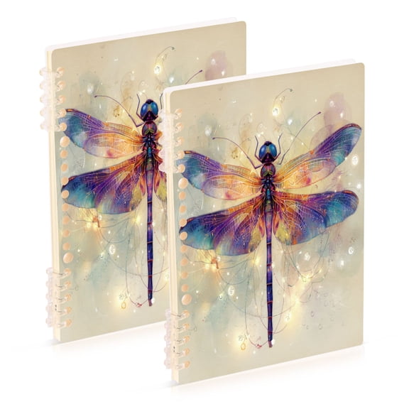 WOBOGO Dreamy Dragonfly Notebook College Horizontal Grid Paper Ink Spill Resistant Water Resistant Cover 8.3x5.7x0.4in