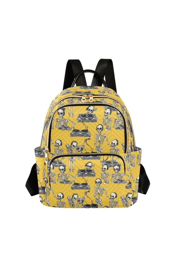 Drumming Skull Backpack Durable Lightweight Shoulder Bag Built-in Laptop Sleeve and Multiple Utility Compartments