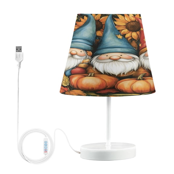 WOBOGO Dwarf Elves Fall Table Lamps Bedroom 3-Speed Dimmable Farm Style with Fabric Shade for Reading and Home Office