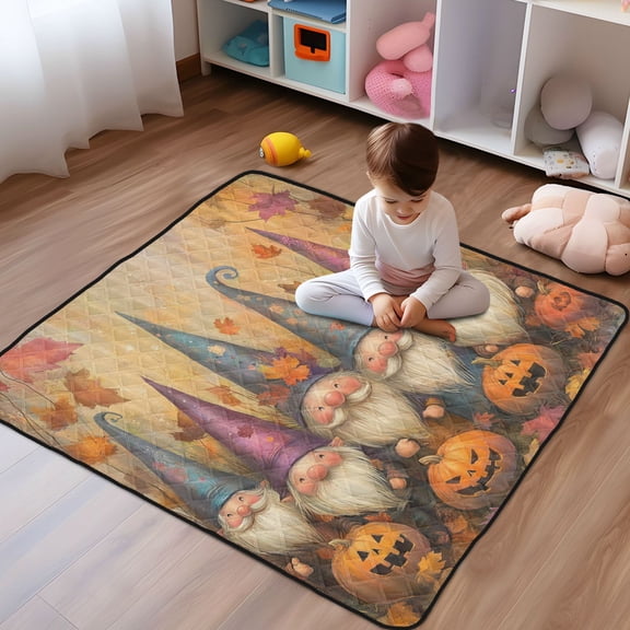 WOBOGO Dwarf Pumpkin Figure Baby Playmats Extra Large Waterproof Rollable Activity Pads for Toddlers 5050inch