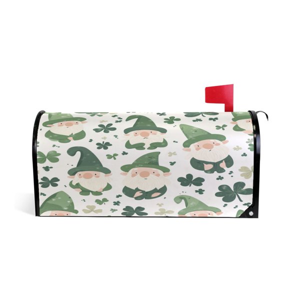 WOBOGO Dwarf in Green Hat Pattern Mailbox Cover Magnetic for Garden Yard Home Decor Standard Size 20.7×18.03in