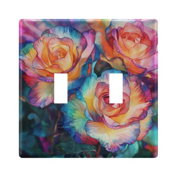 WOBOGO Dyeing Rose 2-hole Switch Plates PC Flame Retardant Plastic Material Glossy Finish Smooth Touch 4.56x4.48x0.27in