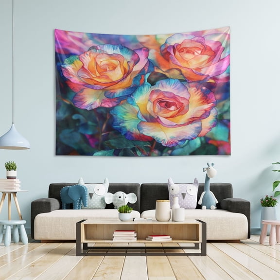 WOBOGO Dyeing Rose Tapestry 60×40in Home Living Room Bedroom Wall Hanging Ornaments