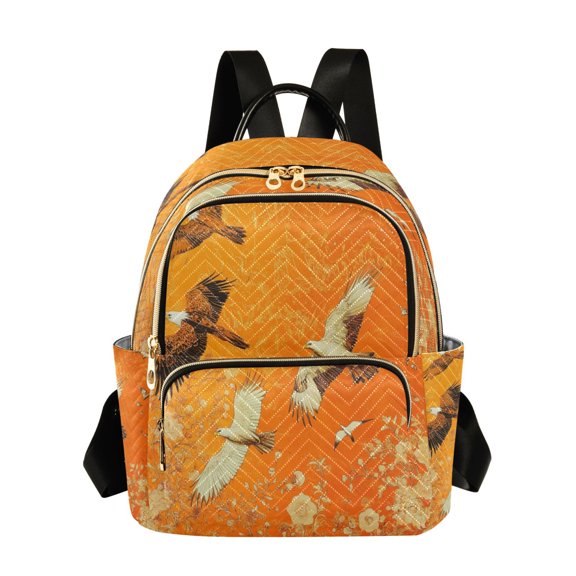 WOBOGO Eagle Golden Flower Butterfly Backpack Durable Lightweight Shoulder Bag Built-in Laptop Sleeve and Multiple Utility Compartments