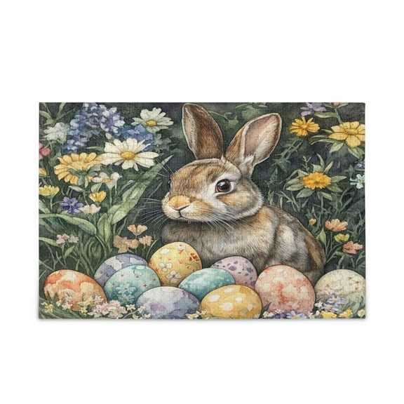 WOBOGO Easter Gray Bunny Puzzle Challenge 500 Piece Jigsaw Suitable for Game Night Finished Size 20.5 x 14.9in