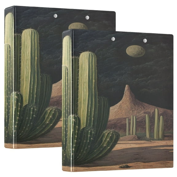 WOBOGO Eldritch Cactus File Folders Extra Large Capacity to Hold 200 Sheets of Documents Hard Shell Ring Binder for School Home Office