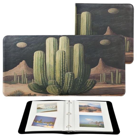 WOBOGO Eldritch Cactus Photo Albums 20 Pages Large Capacity DIY Self-adhesive Page PU Leather Cover for Family Wedding Anniversary Baby Vacation Photos 2411.8in