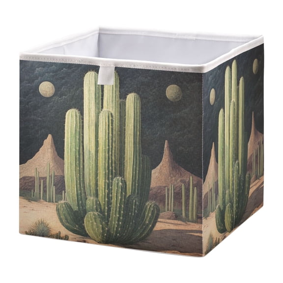 WOBOGO Eldritch Cactus Storage Basket Foldable Easy to Clean Durable with Hollow Support Plate with Handle 15.75×10.63×6.96 in