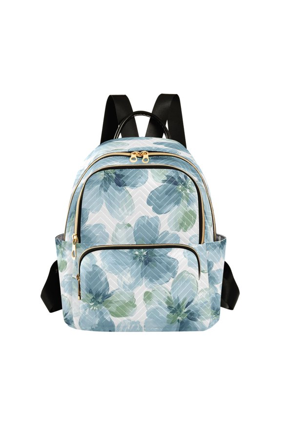 Elegant Flowers in Shades Of Blue Butterfly Backpack Durable Lightweight Shoulder Bag Built-in Laptop Sleeve and Multiple Utility Compartments