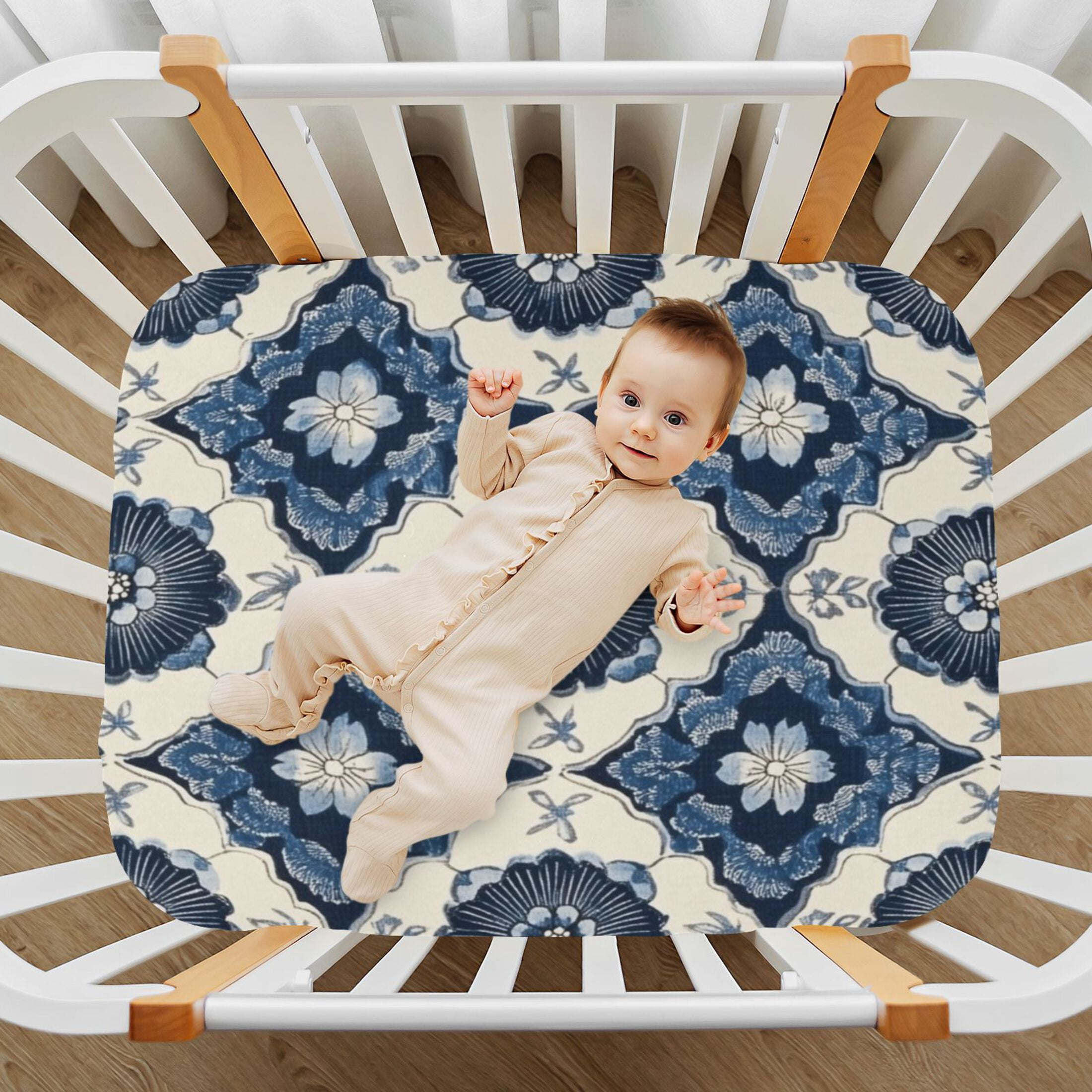 WOBOGO Elegant Pattern Of Traditional Baby Crib Sheets Super Soft