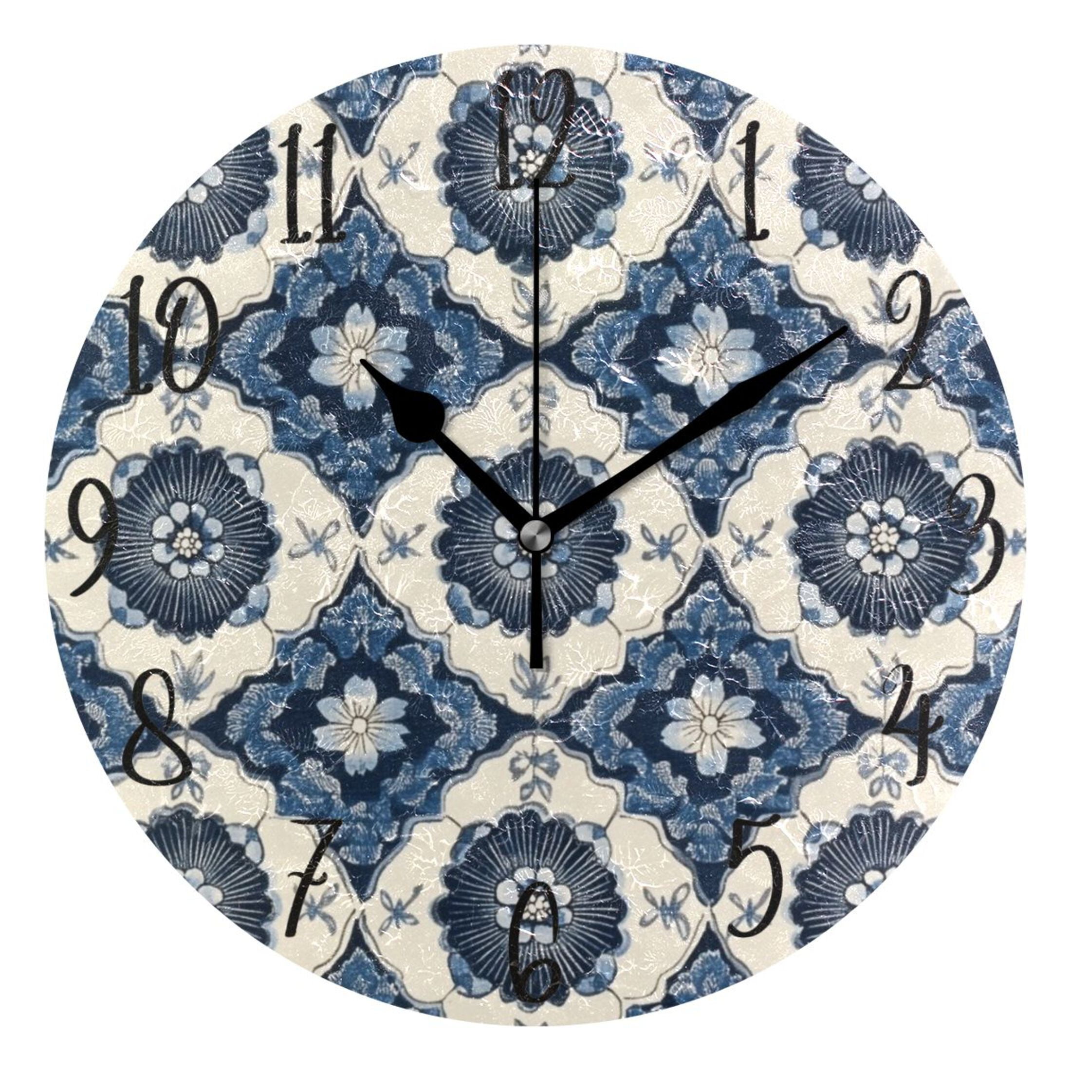 WOBOGO Elegant Pattern Of Traditional Wall Clock 10in Silent Mechanism ...