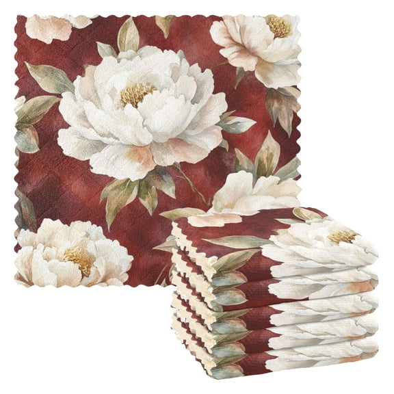 WOBOGO Elegant Peony Kitchen Towels 6pcs Ultra Soft Absorbent Quick Drying Dish Cloths 1111inch